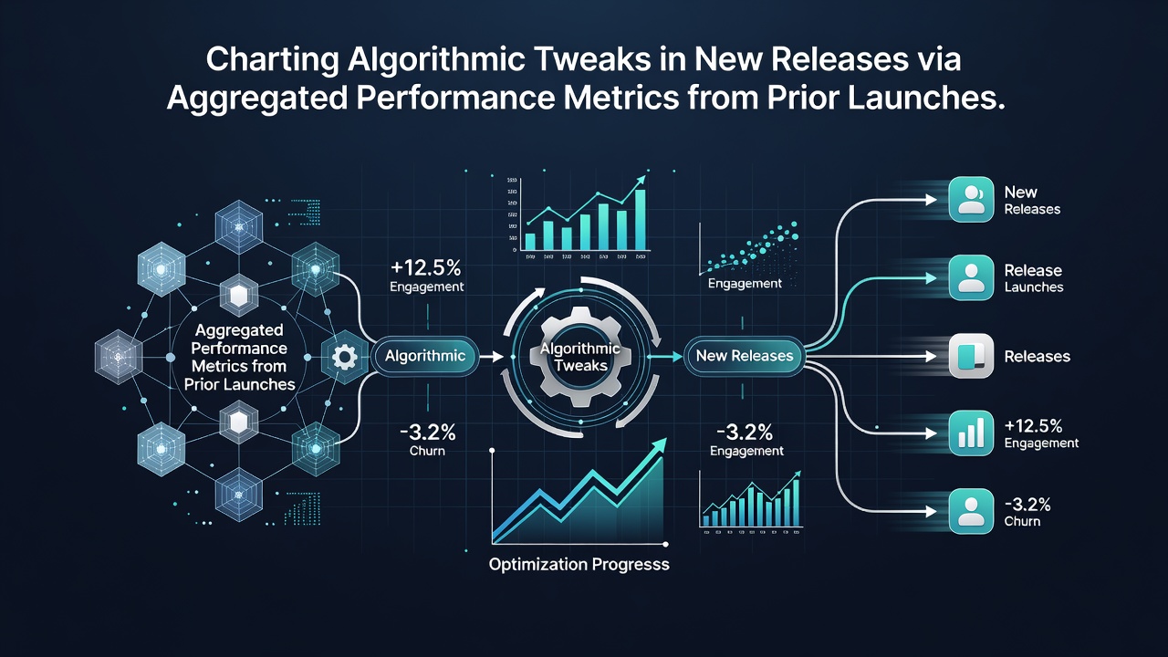 Dashboard displaying aggregated performance metrics from multiple prior game launches used for algorithmic planning
