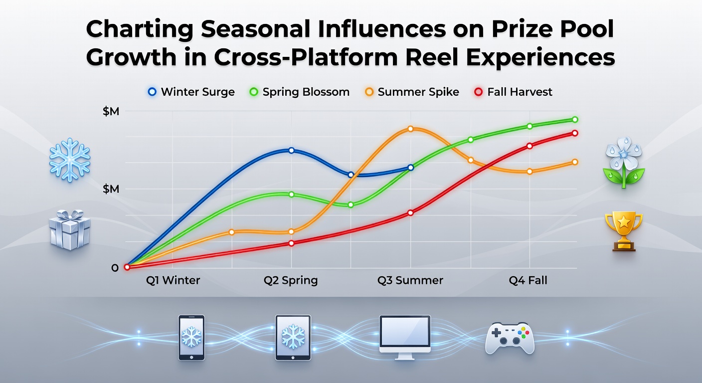 Visual chart showing seasonal prize pool fluctuations across mobile and desktop slot platforms with growth curves for different months