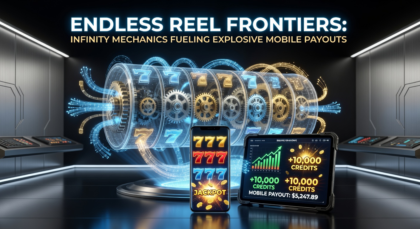 Vibrant mobile slot screen showing expanding reels with cascading symbols and exploding multipliers in an infinite reel game