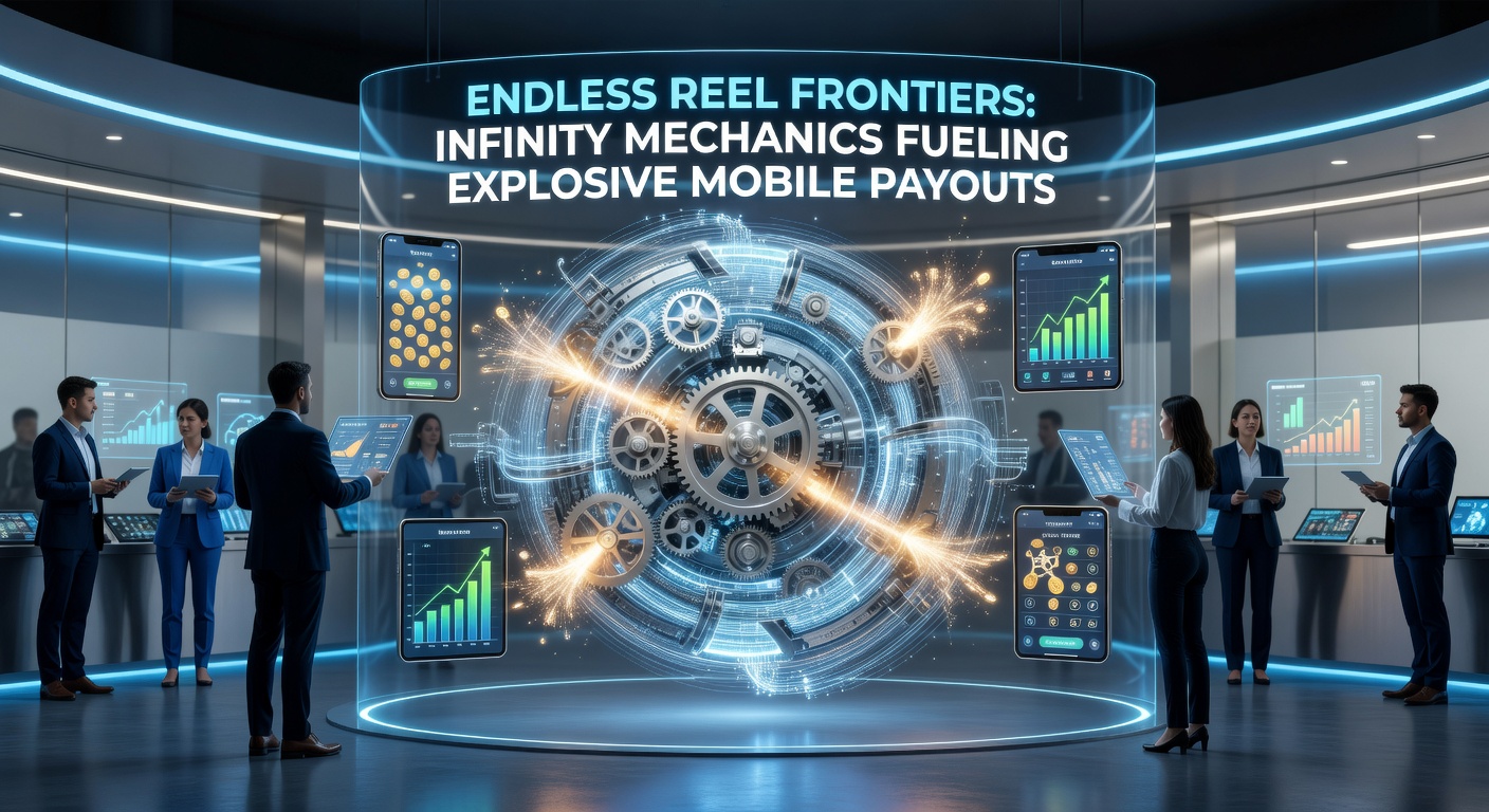 Close-up of a mobile slot bonus round with infinite reel expansion, glowing multipliers climbing exponentially amid cascading wins