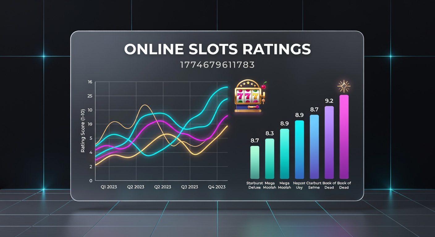 Close-up of a smartphone screen showing online slot ratings app with star icons, RTP bars, and player review snippets