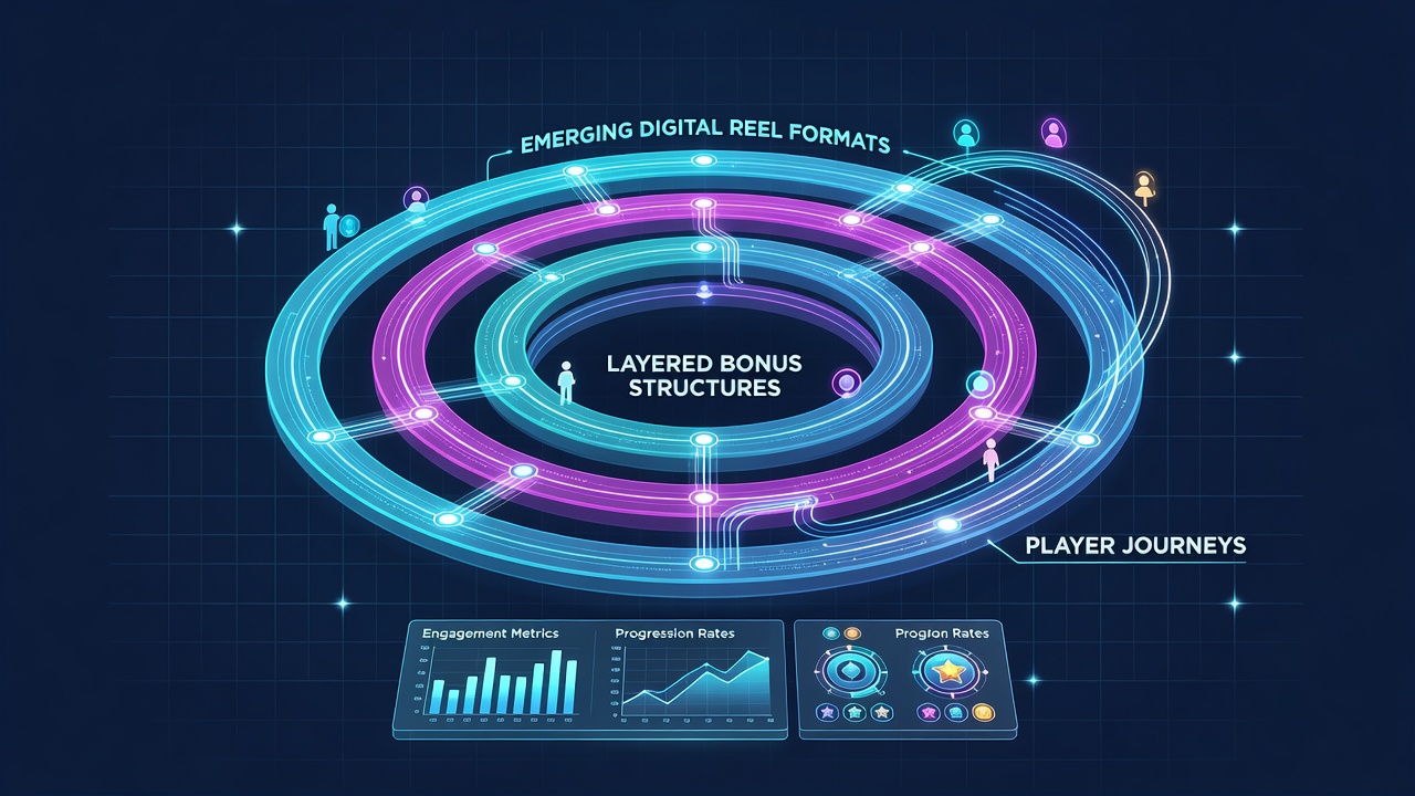 Diagram showing player progression stages through digital reel bonus layers