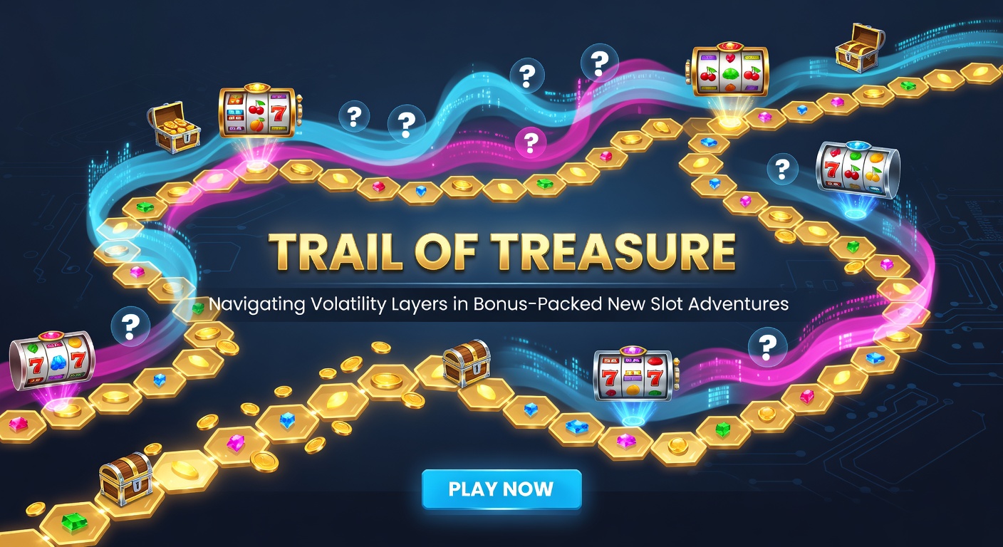 Dynamic slot screen showing layered bonus trails with treasure chests, multipliers, and volatility-shifting wilds